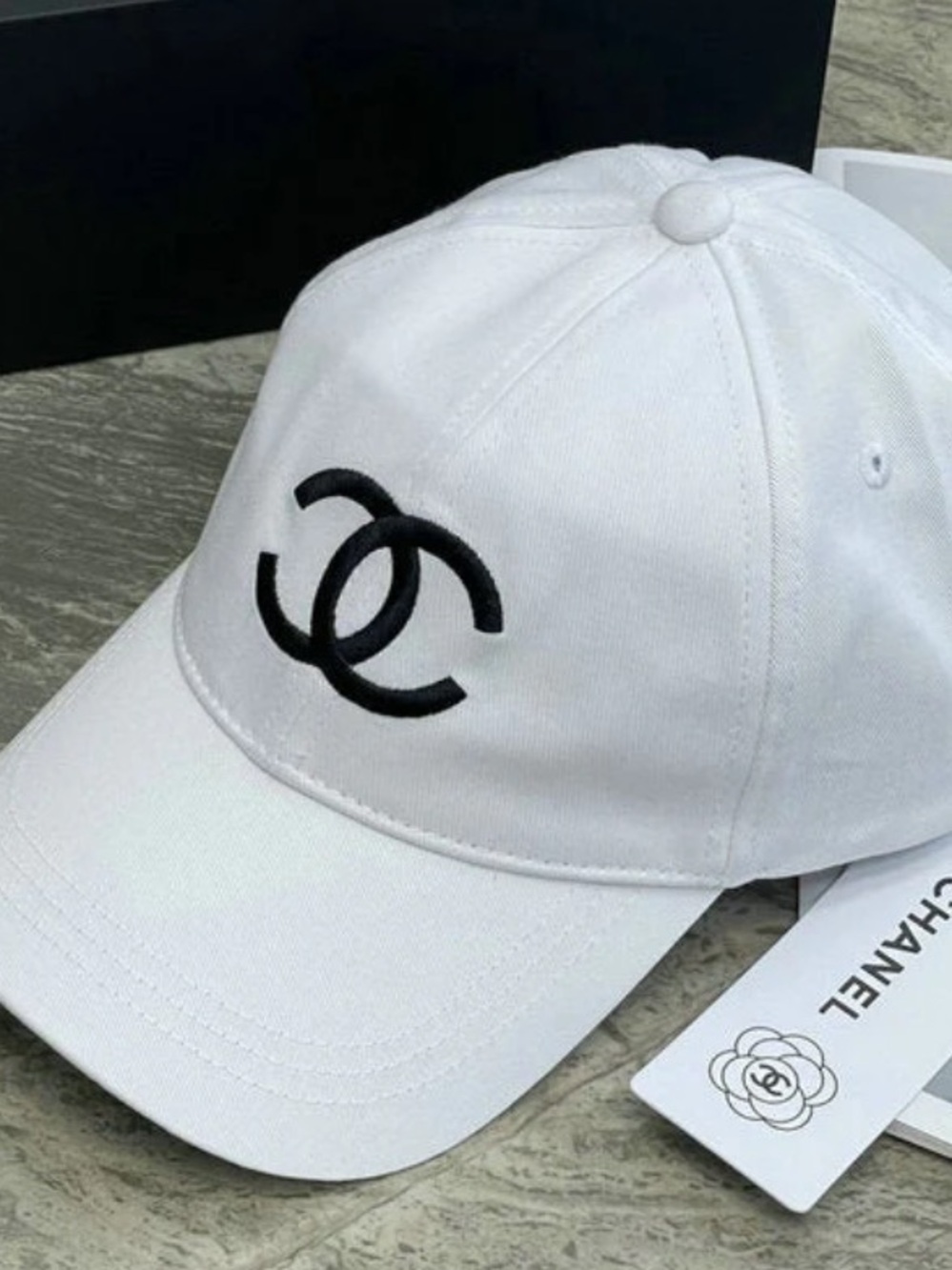 GWP CC White Baseball Cap with Black CC Logo